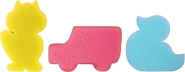 Духи, Парфюмерия, косметика Набор детских губок для ванны, 3 шт, желтая лисичка + розовая машинка + голубая уточка - Ewimark
