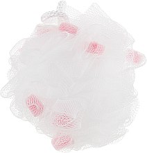 Парфумерія, косметика Мочалка синтетична велика, рожево-біла - Balmy Naturel Bath Pouf Large