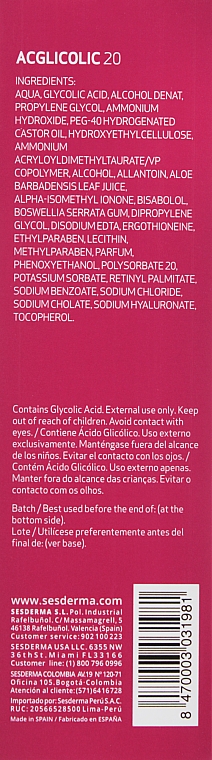 Зволожуючий крем-гель - SesDerma Laboratories Acglicolic 20 Moisturizing Cream Gel — фото N3