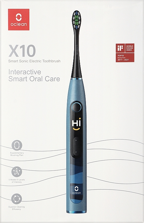 Электрическая зубная щетка Oclean X10 Blue - Oclean X10 Electric Toothbrush Blue — фото N3