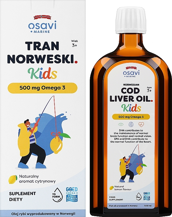 Харчова добавка у вигляді олії печінки тріски з ароматом лимона для дітей - Osavi Cod Liver Oil Kids 500 Mg Omega 3 — фото N2