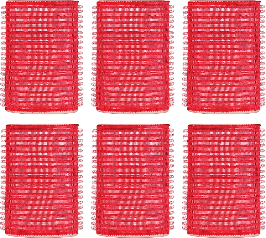 Бігуді-липучки для волосся, 6 шт., червоні - Deni Carte — фото N1