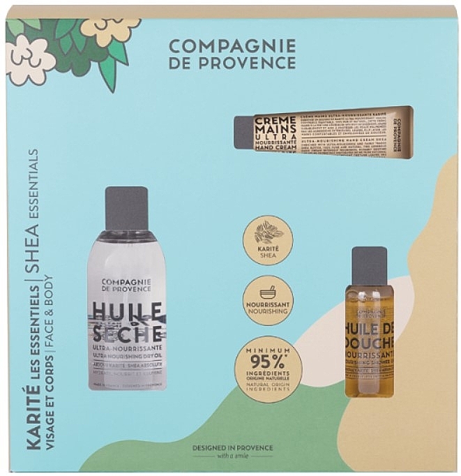 Набор - Compagnie De Provence Shea Essential Set (dry/oil/100ml + sh/oil/30ml + h/cr/30ml) — фото N1