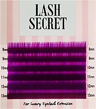 Парфумерія, косметика Накладні вії, фіолетові, mix, 6 ліній (0,1, C, (8-13)) - Lash Secret