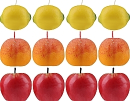 Набір декоративних свічок, лимон + персик + червоні яблука - AD (candle/12pcs) — фото N2