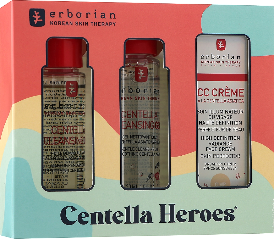 Набор - Erborian Centella Heroes (cr/15ml + f/gel/30ml + oil/30ml) — фото N1