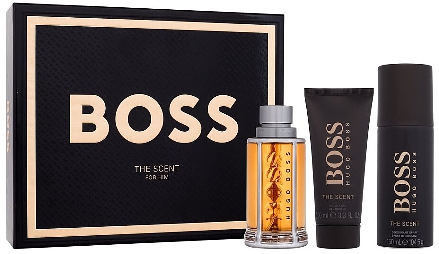 BOSS The Scent - Набор (edt/100ml + sh/gel/100ml + deo/spray/150ml) — фото N1