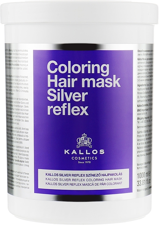 УЦІНКА Маска для волосся - Kallos Cosmetics Coloring Hair Mask Silver Reflex * — фото N4