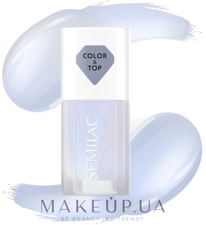 Топ і лак для нігтів 2 в 1 - Semilac Color & Top Nail Polish — фото Blue Holo Glazed