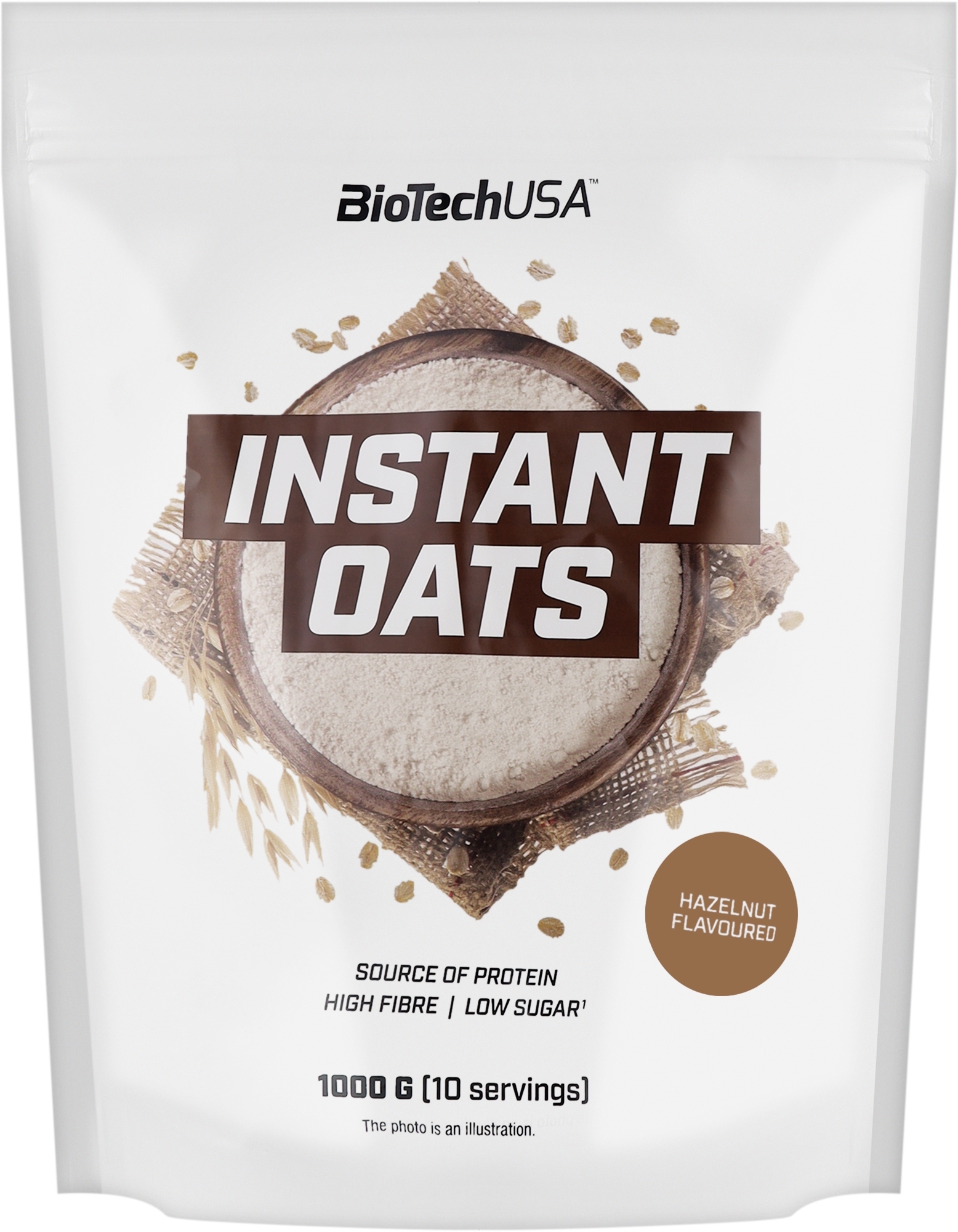 Замінник харчування "Вівсяні пластівці" зі смаком горіха - BioTech Instant Oats Hazelnut — фото 1000g