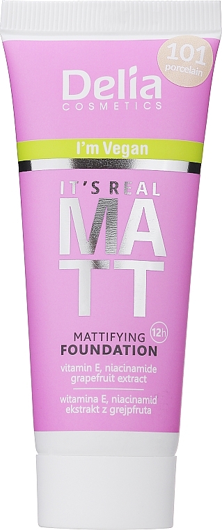 Матирующий тональный крем для лица - Delia It's Real Matt Mattifying Foundation
