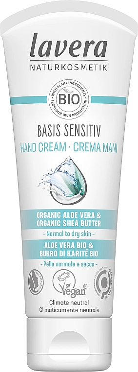 Крем для рук - Lavera Basis Sensitiv Hand Cream Organic Aloe Vera And Organic Shea — фото N1