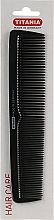 Пластиковий гребінець комбінований 19.5 см, чорний - Titania — фото N1