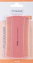Гребень для волос двухсторонний 10 см, светло-розовый - Titania Universal Comb — фото N1