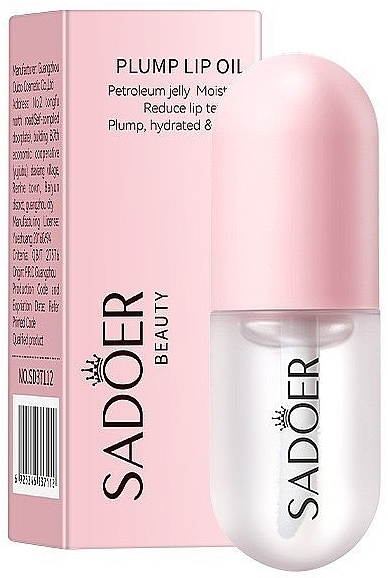 Поживний плампер для губ з ефектом збільшення - Sadoer Plump Lip Oil — фото N1