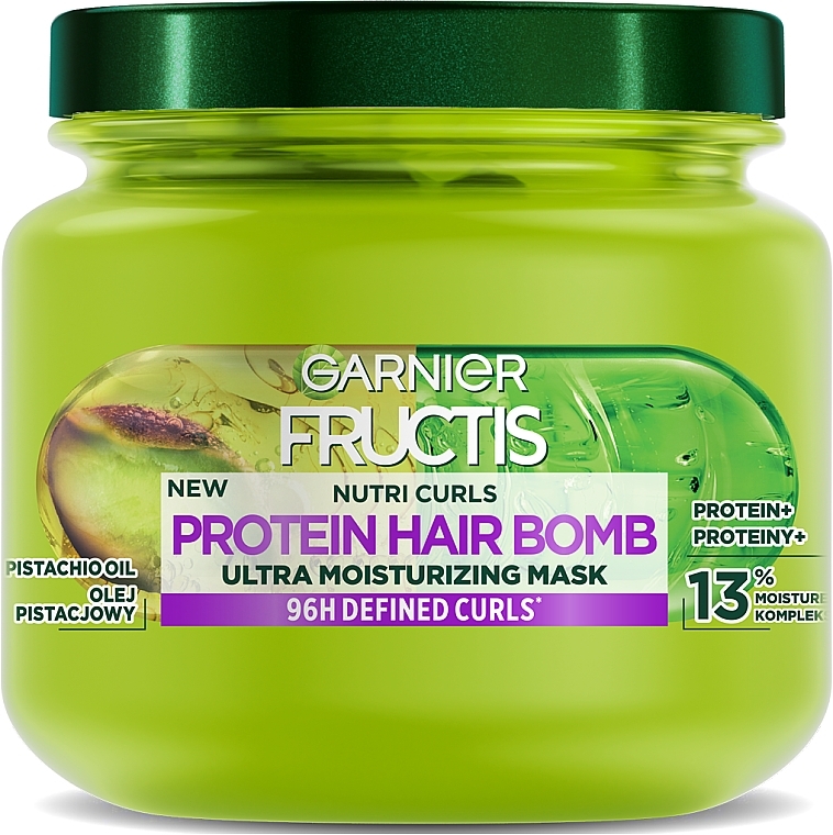 Зволожуюча маска для кучерявого волосся - Garnier Fructis Nutri Curls Protein Hair Bomb Ultra Moisturizing Mask
