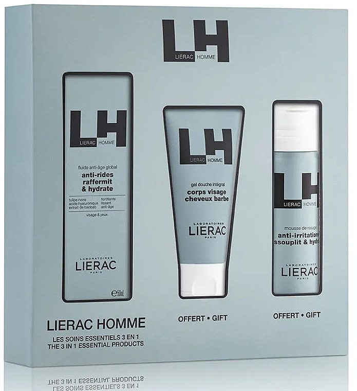 Набор - Lierac Homme The 3 in 1 Essential Products (fluid/50ml + sh/mousse/50ml + sh/gel/50ml) — фото N1