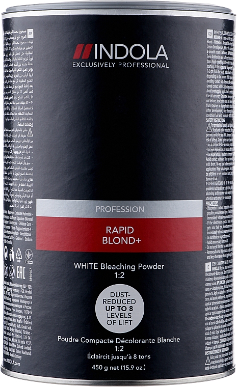 Безпиловий освітлюючий порошок білий - Indola Profession Rapid Blond+ White Dust-Free Powder — фото N1