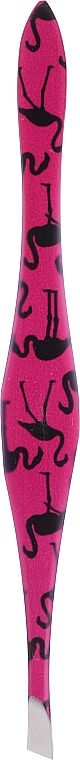 Пинцет для бровей грушевидный скошенный, 499289, розовый с фламинго - Inter-Vion — фото N1
