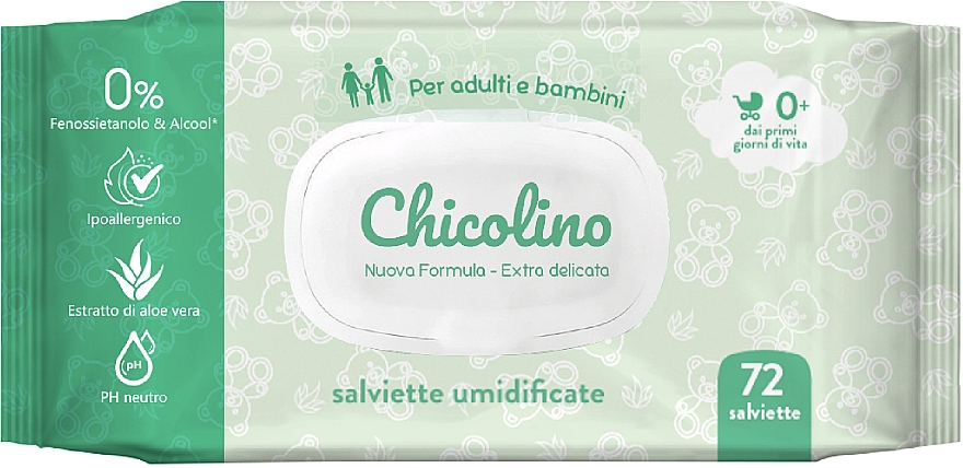 Влажные салфетки для детей с первых дней жизни "Алоэ вера", 72 шт. - Chicolino