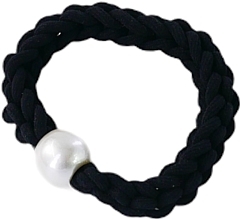 Резинка для волос плетеная с бусиной, черная - Lolita Accessories — фото N1