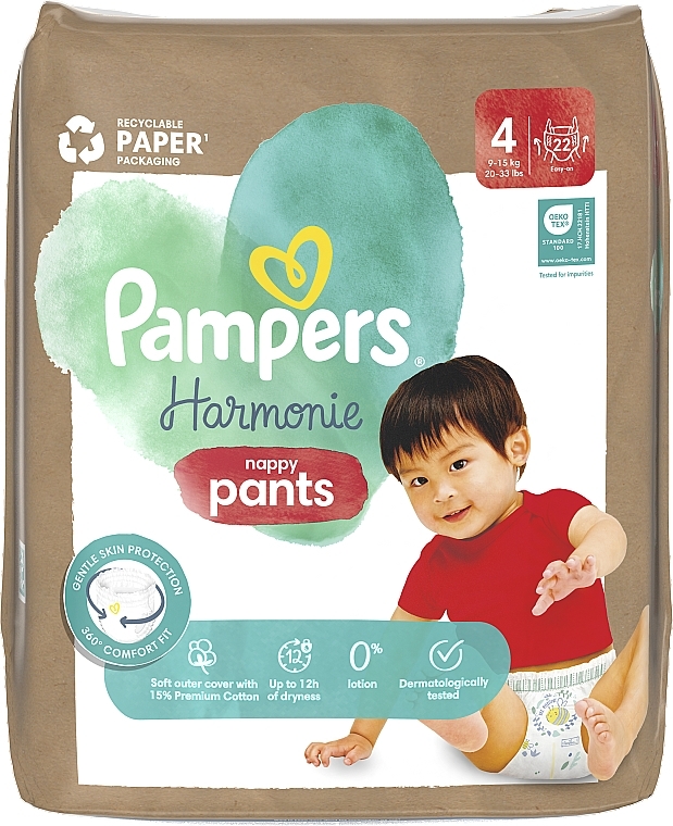 Подгузники-трусики Harmonie Pants, размер 4, 9-15 кг, 22 шт. - Pampers  — фото N2