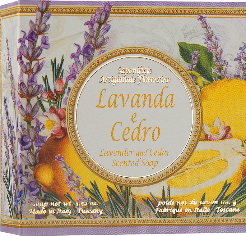 Натуральне мило "Лаванда і кедр" - Saponificio Artigianale Fiorentino Capri Lavender & Cedar Soap — фото N1
