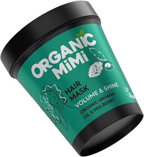 Маска для об'єму та блиску волосся «Аргана та шовковиця» - Organic Mimi Hair Mask Volume & Shine Argana & Mulberry — фото N1