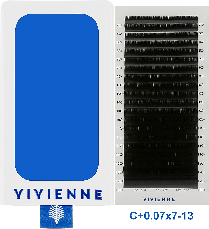 Накладные ресницы "Elite", черные, 20 линий (mix, 0,07, C + , 7-13) - Vivienne — фото N1