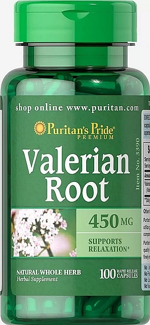 Диетическая добавка "Корень валерианы", 450 мг - Puritan's Pride Valerian Root — фото N1