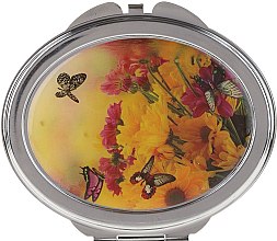 Парфумерія, косметика Дзеркальце косметичне "Метелики", 85451, жовто-червоні квіти - Top Choice