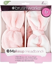 Парфумерія, косметика Набір пов'язок на голову, 2 шт. - Brushworks Makeup Headband Pink And White