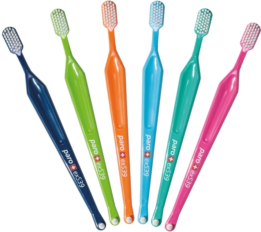 Зубная щетка "S39", бирюзовая - Paro Swiss Toothbrush (полиэтиленовая упаковка) — фото N3