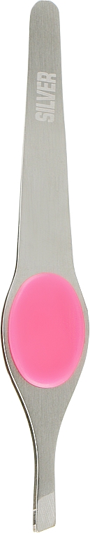 Пинцет скошенный SP-7104/2, 10см, розовый - Silver Style — фото N1