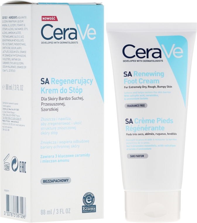 Крем для сухой и потрескавшейся кожи ног - CeraVe SA Renewing Foot Cream