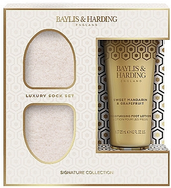 Набір - Baylis & Harding Sweet Mandarin & Grapefruit Luxury Foot Care Gift Set (foot/lot/125ml + socks) — фото N1