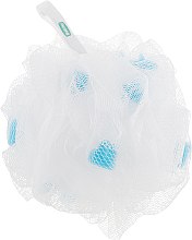 Парфумерія, косметика Мочалка синтетична велика, біло-блакитна - Balmy Naturel Bath Pouf Large