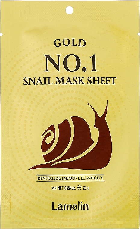 Тканевая маска с муцином улитки для лица - Lamelin Gold No1 Snail Mask Sheet — фото N1