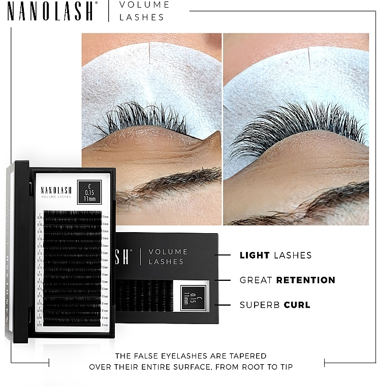 Накладные ресницы C, 0.10 (9 мм) - Nanolash Volume Lashes — фото N3