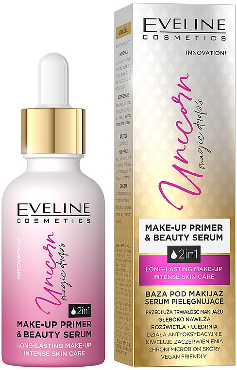 Праймер-сироватка для макіяжу - Eveline Cosmetics Unicorn Magic Drops Makeup Primer & Beauty Serum