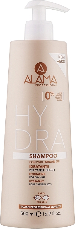 Зволожувальний шампунь для сухого волосся з аргановою олією - Alama Hydra Shampoo — фото N1