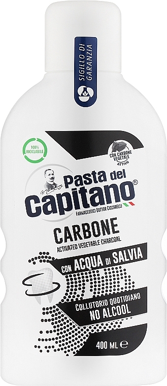 Ополаскиватель для полости рта с активированным углем - Pasta Del Capitano Charcoal Carbone Mouthwash — фото N1