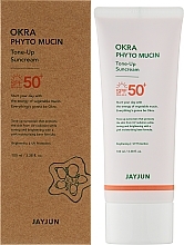 Тонизирующий солнцезащитный крем с муцином и экстрактом окры для лица и тела - Jayjun Okra Phyto Mucin Tone-Up Sunscreen SPF50+ PA++++ — фото N2