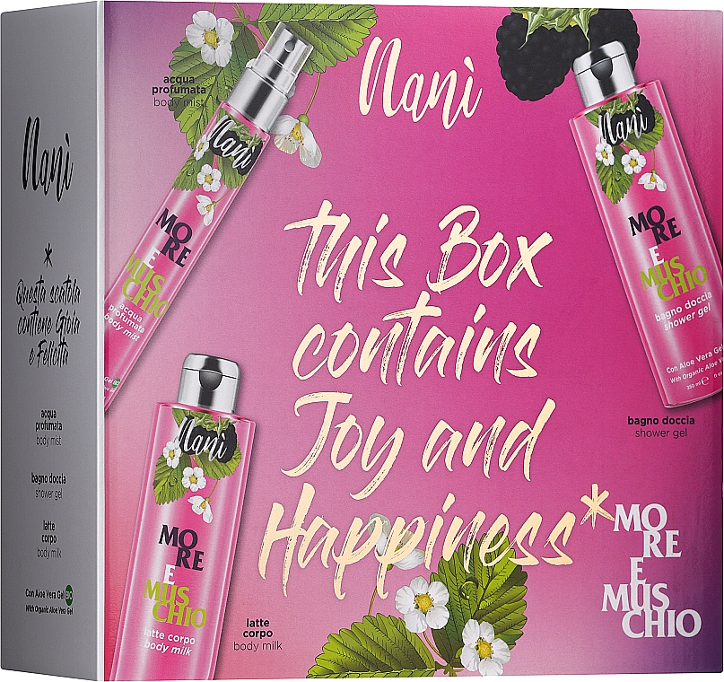 Набор - Nani Blackberries & Musk Gift Set (b/mist/75ml + b/milk/250ml + sh/gel/250ml) — фото N1