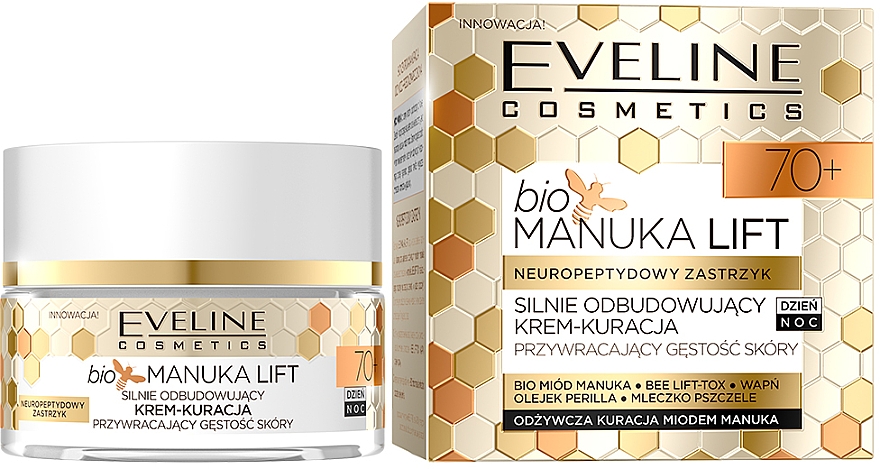 Відновлювальний крем для розгладження зморщок - Eveline Cosmetics Bio Manuka Bee Lift-tox 70+ — фото N1