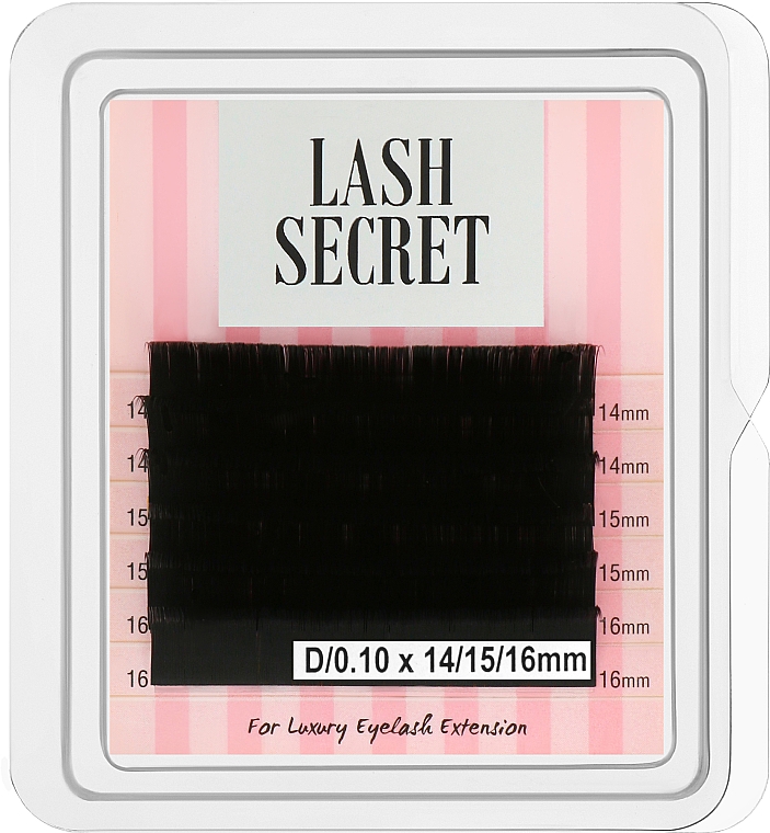 Накладные ресницы, черные, микс, 6 линий (0.1, D, (14,15,16)) - Lash Secret — фото N1