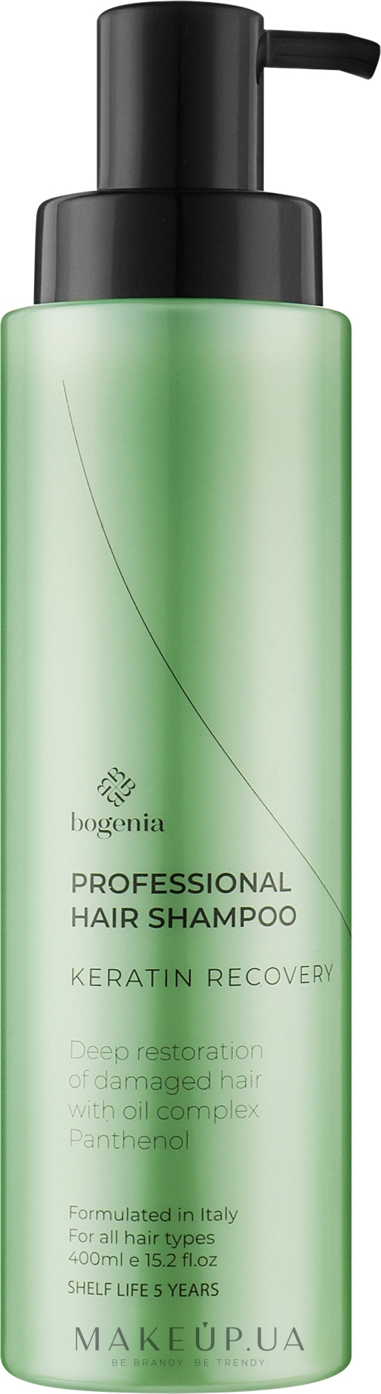 Профессиональный безсульфатный шампунь для волос "Кератиновое восстановление с пантенолом" - Bogenia Professional Hair Shampoo Keratin Recovery — фото 400ml