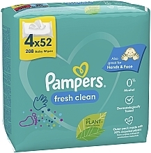 Детские влажные салфетки "Fresh Clean", 4x52шт. - Pampers — фото N3