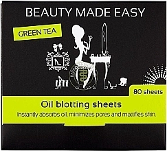 Матувальні серветки для обличчя "Зелений чай" - Beauty Made Easy Oil Blotting Sheets Green Tea — фото N1
