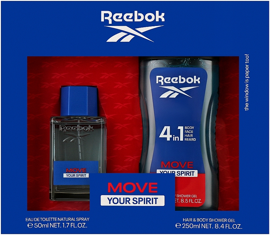 Reebok Move Your Spirit For Men - Набор (edt/50ml + sh/gel/250ml) — фото N1